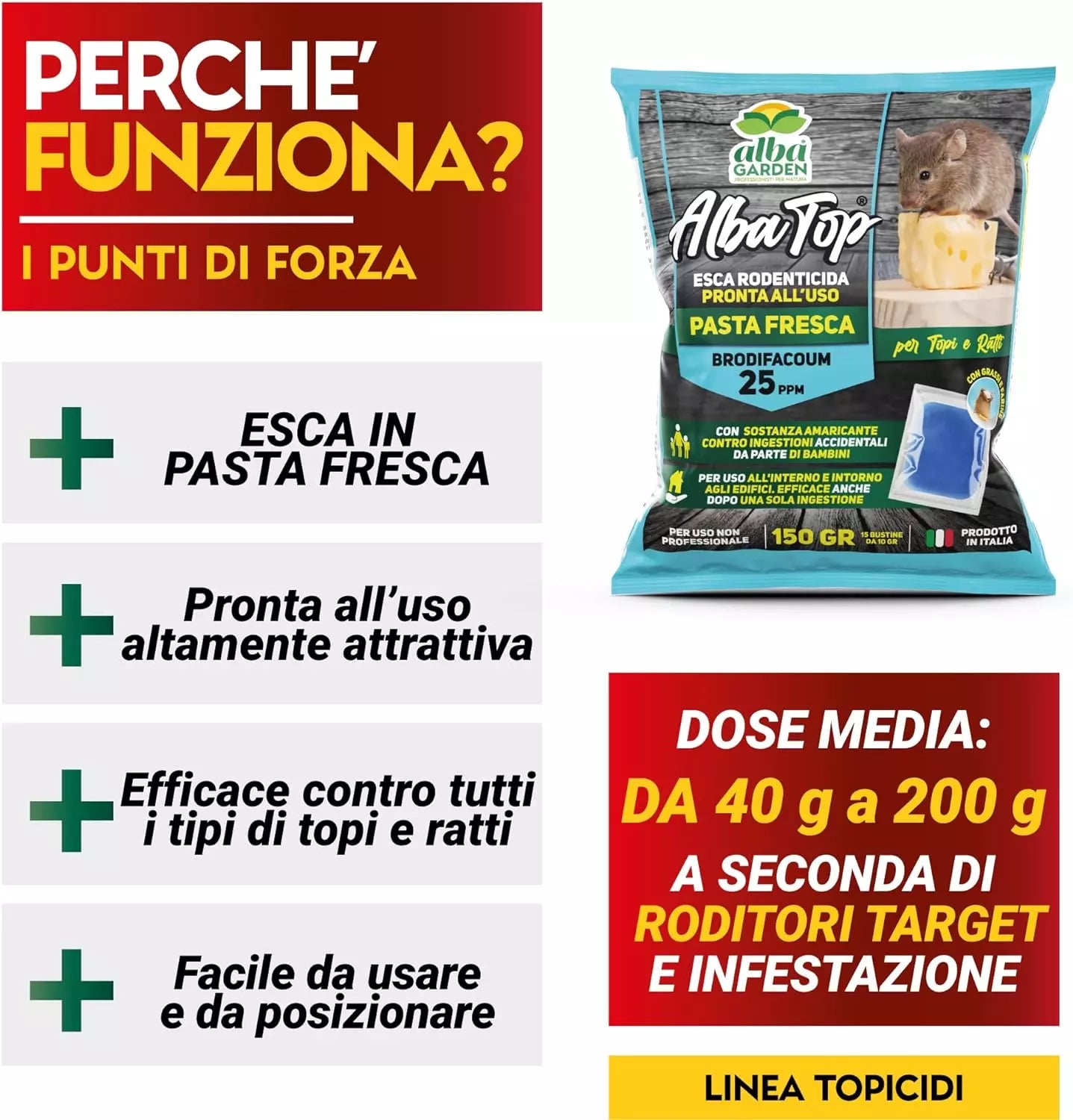 - Veleno per Topi Professionale Potente - Topicida in Pasta per Topi Utilizzabil