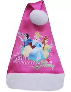 Cappello Babbo Natale Disney Principesse per Bambini, Rosa, Taglia Unica