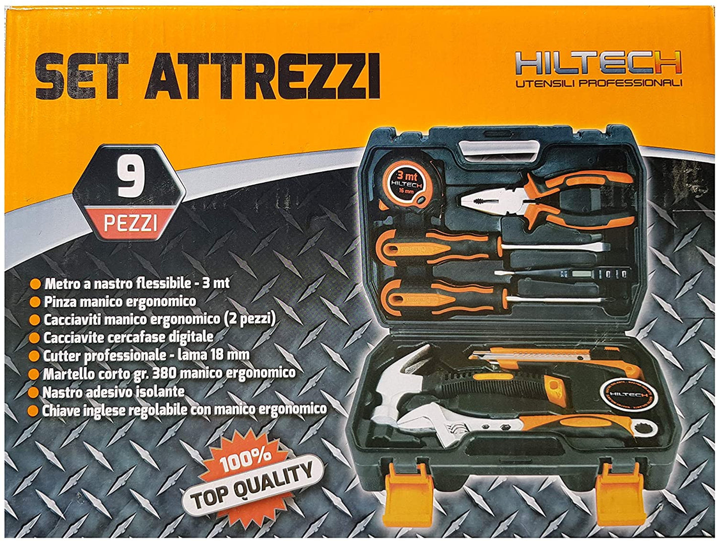 Set attrezzi a mano 9 pezzi HIltech con valigetta