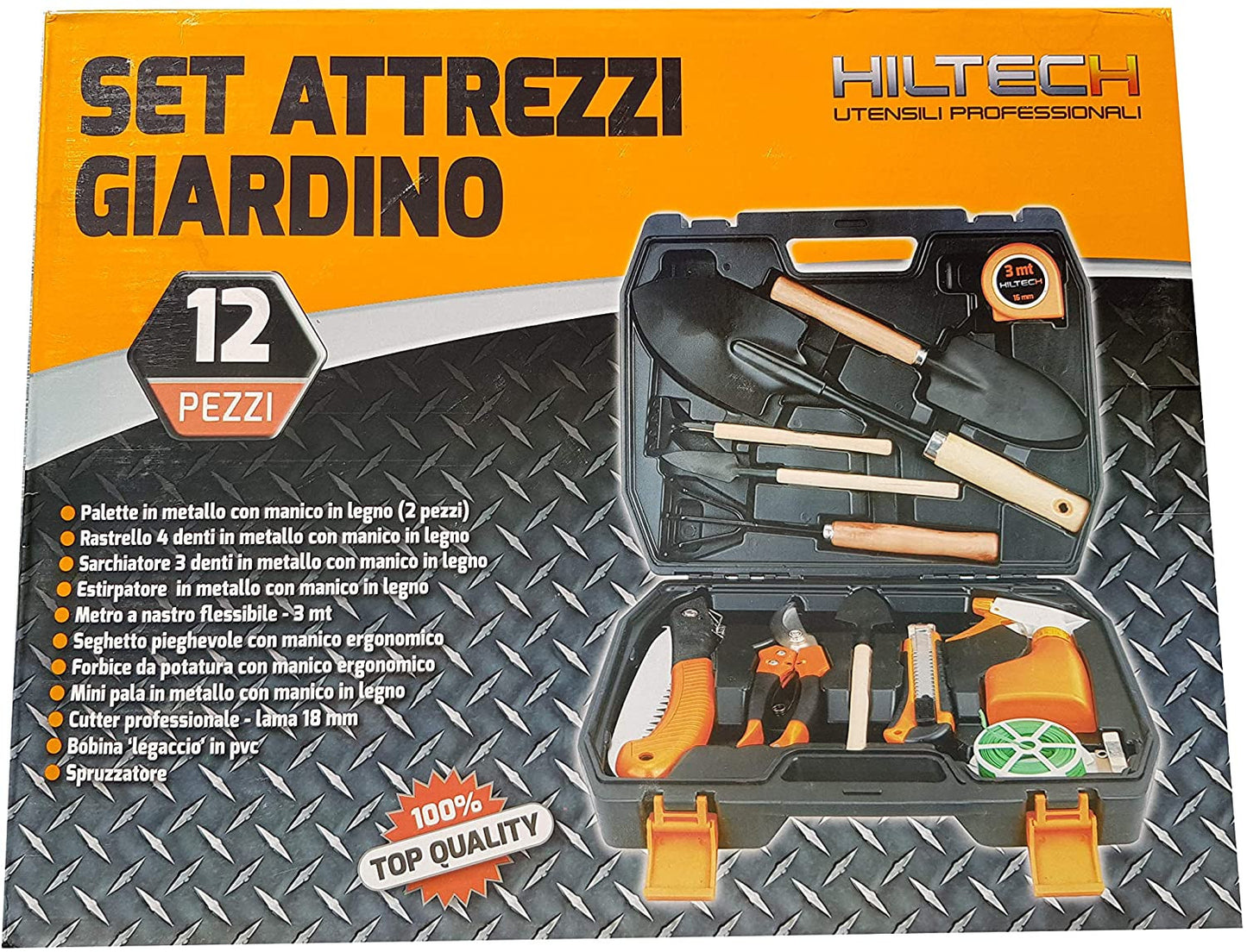 Set Attrezzi da giardino con Valigetta 12 PZ Hiltech