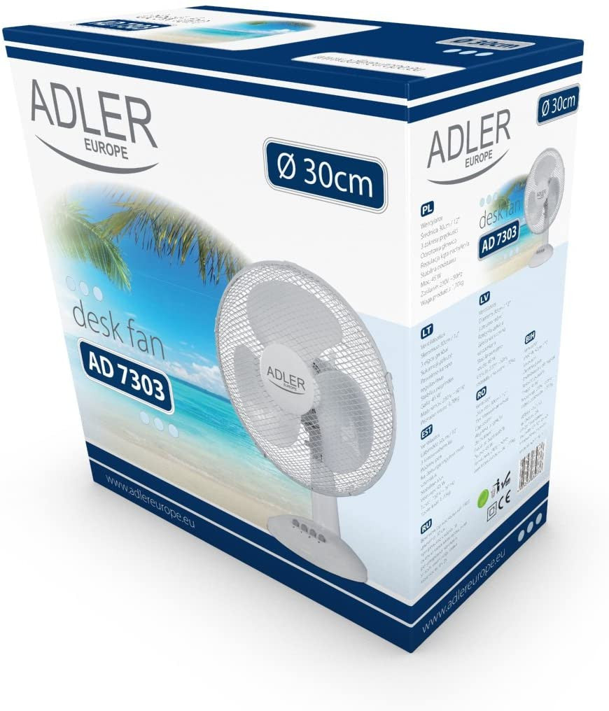 VENTILATORE DA TAVOLO Adler AD 7303 70W Bianco